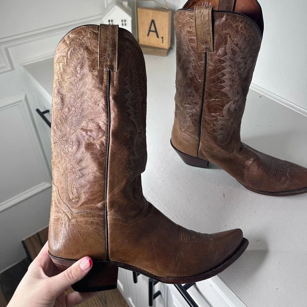 Dan Post Vintage Women’s Western Boots Size 11M Brown Leather Cowboy Boots - Picture 6 of 8